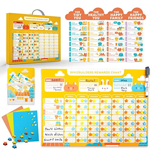 Pink/Yellow MORNING ROUTINE REWARD CHART FREE PEN AND STAR STICKERS