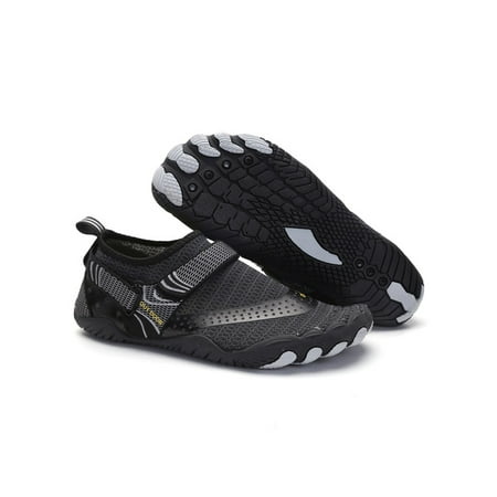 

Crocowalk Womens Mens Aqua Socks Quick Dry Barefoot Slip On Water Shoes Anti-Slip Breathable Flats Girls Boys Riding Drawstring Trainers Dark Black 7