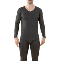 Aihuaihua Thermal Underwear for Men Long Underwear Lined V Neck Winter Warm Base Layers Thermal Top Bottom Dark Gray L