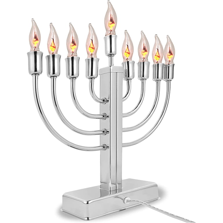 Aviv Judaica Chrome Plated Electric Menorah with Flickering photo 5