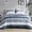 Blue/Grey, variant on 7 Pieces Queen Size Modern Striped Bedding Set, Aqua Grey Tone, Soft Microfiber All Season Bed in a Bag with Matching Pillow Covers