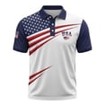 thumbnail image 4 of 250Th Anniversary USA Shirt Men's Short Sleeve Performance Polo Shirt Stars and Stripes Print Button Front Breathable Casual Top White L, 4 of 4
