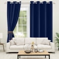 thumbnail image 4 of Nanqianyi Solid Color Blackout Curtains 84 Inches Long, Dark Blue Curtains 2 Panels Set, Thermal Insulated Grommet Drapes for Living Room Bedroom (W42 x L84 Inch, Dark Blue), 4 of 10