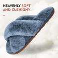 thumbnail image 3 of Women's Fuzzy Slippers Cross Band Memory Foam House Slippers Open Toe, 3 of 6