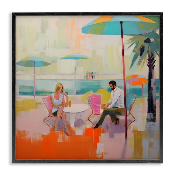 Stupell Industries Modern Couple at Beach Abstract Black Framed Giclee Art, 12 x 12, by Irena Orlov