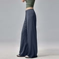 thumbnail image 5 of Stamzod Palazzo Pants for Women Solid Color Summer Flowy Pants Csaual Straight Wide-Leg Trousers Womens Beach Vacation Clothes Blue J M, 5 of 5