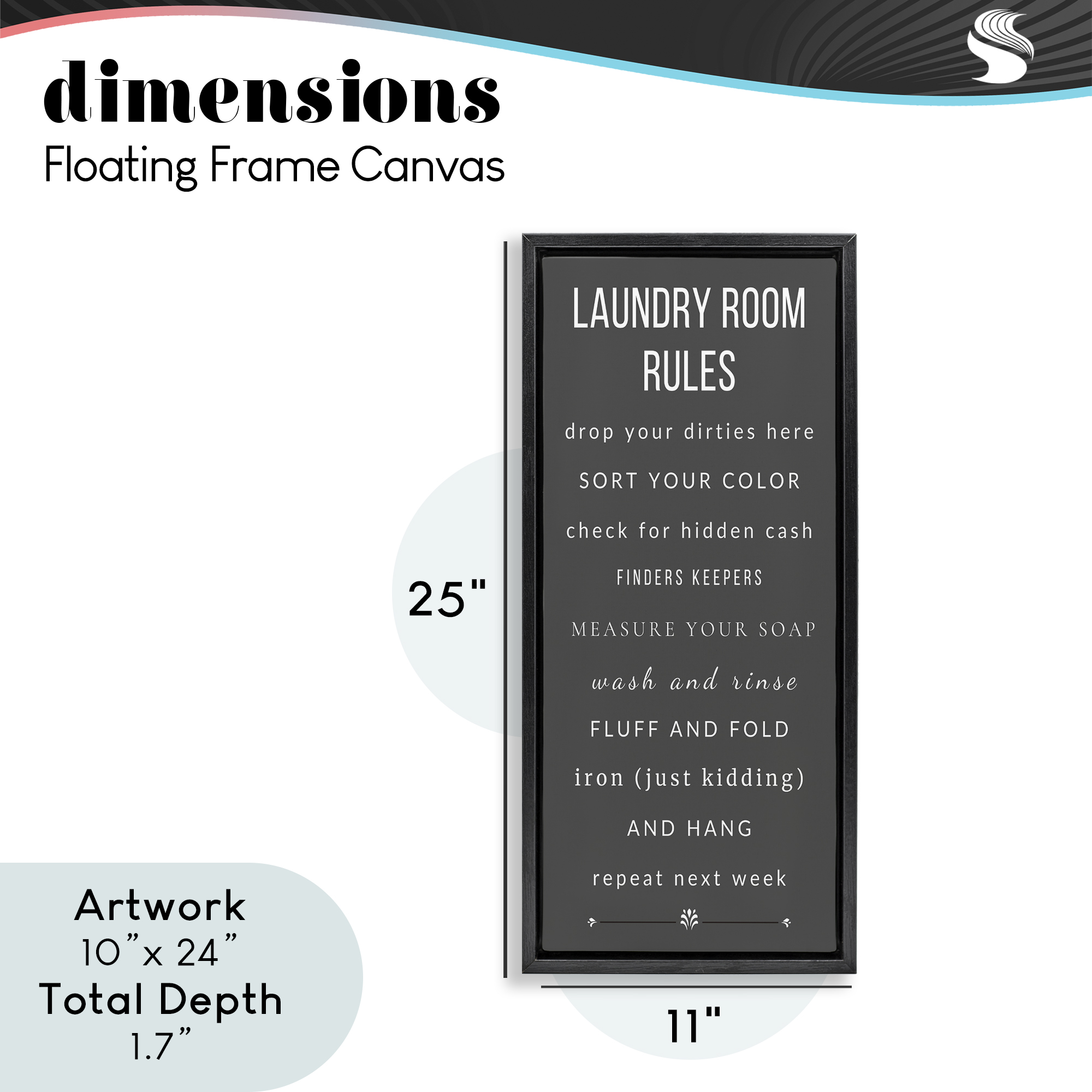 Grey Rules of Laundry Room Black Framed Floater Canvas Wall Art, design by Julia Frost
