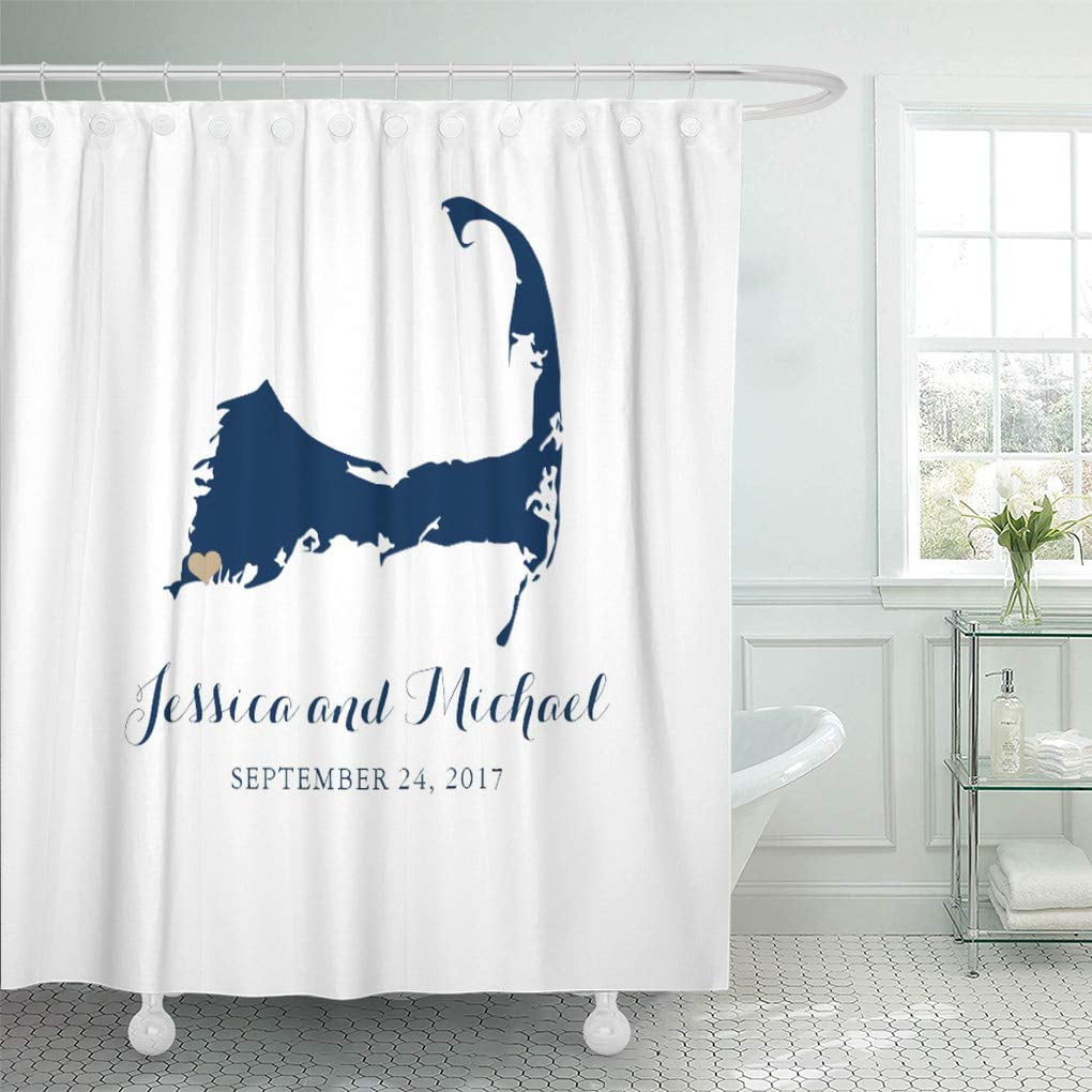 Yusdecor Wedding Falmouth Cape Cod Map Heart Massachusetts Destination Summer Bathroom Decor Bath Shower Curtain 66x72 Inch Walmart Canada
