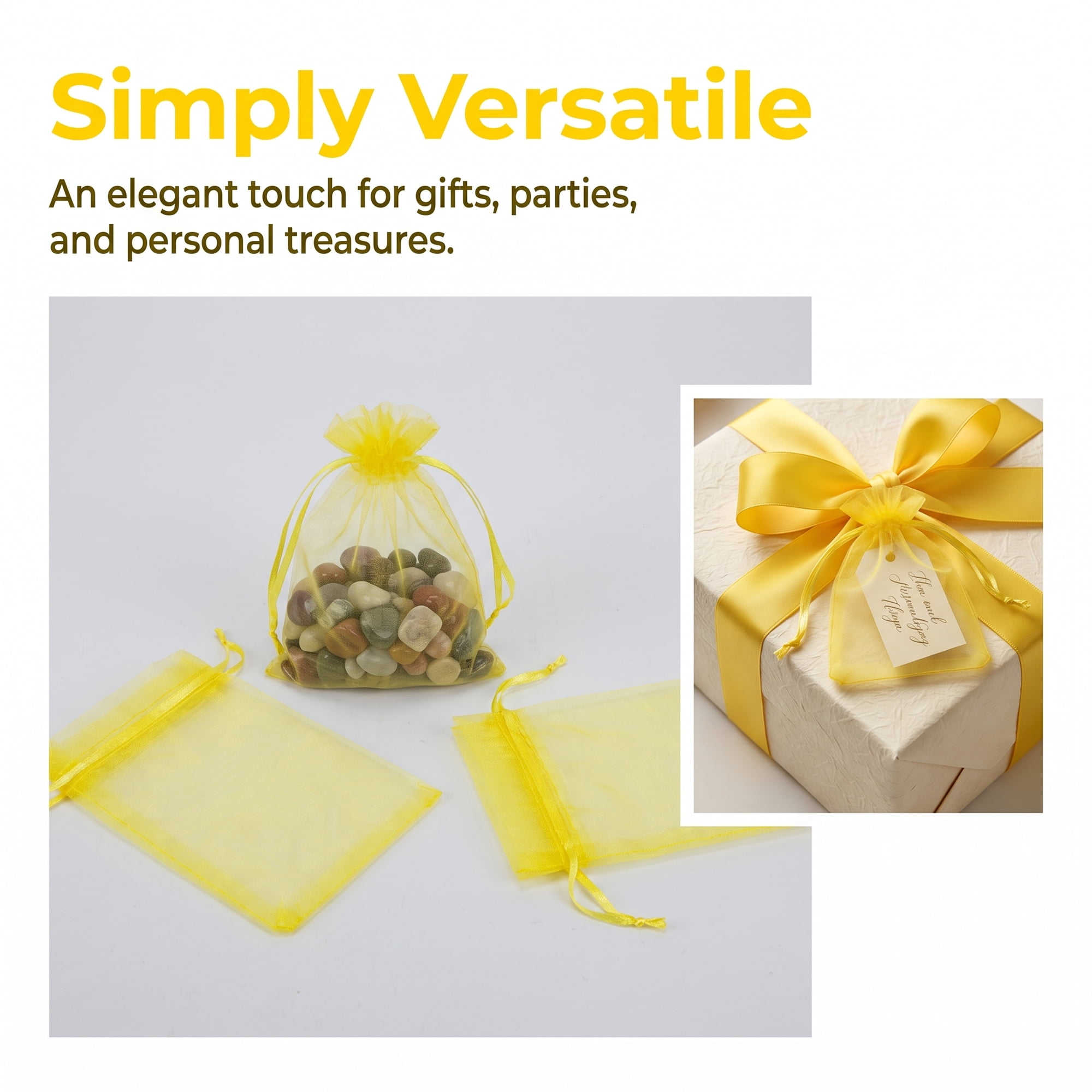 Unique Bargains Multi-Purpose Gift Bags with Handles for Events Yellow 3.5" x 4.7"
