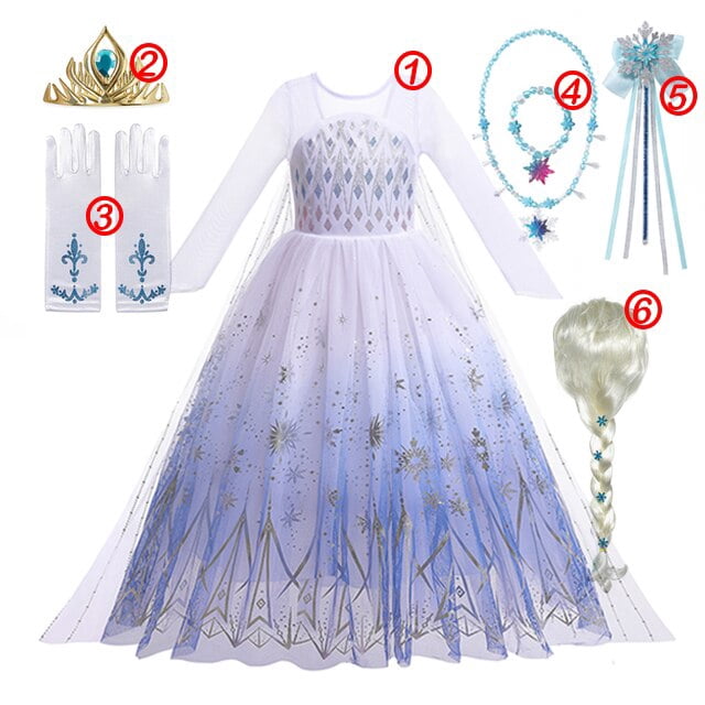Disney-vestido de princesa Elsa y Anna para niñas, traje de baile de malla con lentejuelas blancas, ropa de carnaval, disfraz de reina de las nieves y Frozen Fivean unisex