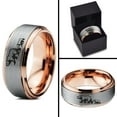 thumbnail image 4 of Tungsten Adult Bear Cub Following Walking Band Ring 8mm Men Women Comfort Fit 18k Rose Gold Step Bevel Edge Brushed Polished, 4 of 4
