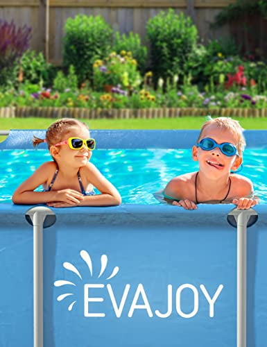 EVAJOY 85in x 23in x 59in Metal Frame Swimming Pool - Blue/Gray