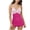 Hot Pink, variant on Staron Women's Swimsuit One Piece V Neck Adjustable Straps Push Up Padded Tankini with Shorts Beach Vacation Swimwear, Black XL