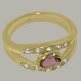 thumbnail image 4 of LBG British Made 9k Yellow Gold Natural Pink Tourmaline & Diamond Womens Band Ring - 33 size options - Size 8.5, 4 of 7