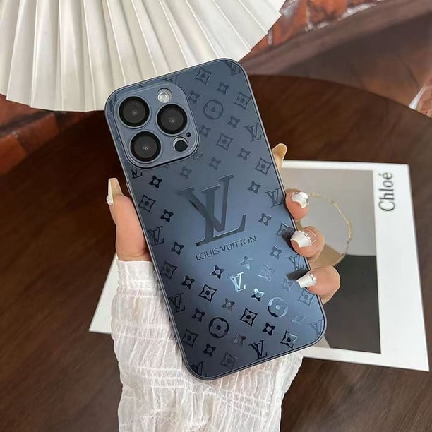 Funda De Cristal HD Premium Para iphone 11 , 12 , 13 , 14 , ProMax , 3D , Erosionada , Patrón LV , Cubierta Protectora De Lente De Cobertura Total