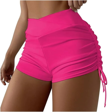ANINEO Women Plus Size Solid Color Hight Waist Bikini Bottom Swimwear Briefs Beachwear Bikini Bottom Side Tie Thong Bathing Sports Shorts Skirt Swimbottom Versatile Hawaii Summer Tropical Swim Wear