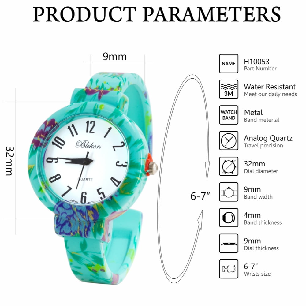 Blekon Collections Women’s Cuff Bangle Watch – Elegant Flower Design Bracelet Timepiece, Fashion Jewelry Wristwatch for Ladies, Stylish Dress Gift, Multiple Design Options (Design 2)