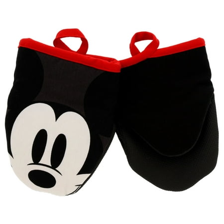 Disney Kitchen Cotton Mini Oven Mitts/Glove Set w/ Neoprene Insulation for Easy Gripping, 5” x 6.5”, Sneaky Mickey,