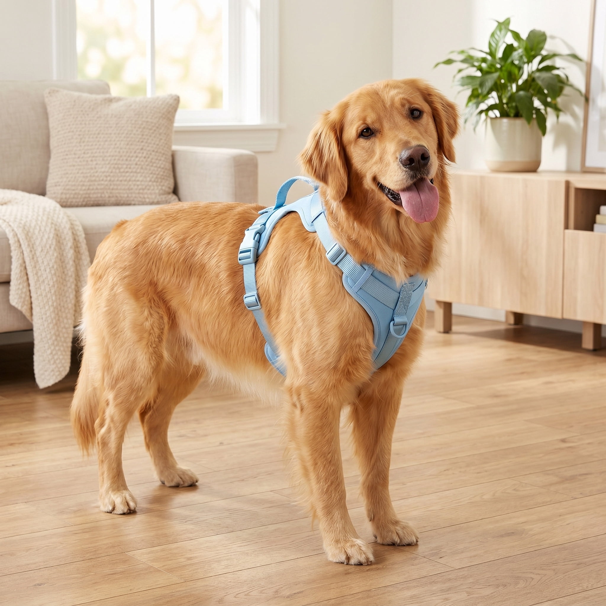 Vibrant Life Neoprene Comfort Control Dog Harness, Blue, Large