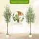 thumbnail image 4 of Qinaqin 5FT/6FT/7FT Fake Oliva Tree con Realistic Fau x Silk Leaves Blanco Planter Pot Natural Madera Trunk, 4 of 5