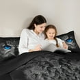 thumbnail image 5 of Homewish Animal Owl 3 Pieces Queen Comforter Set for Teens Boys Girls,Black Blue Grey Ultra Soft Bedding Sets,Jungle Wildlife Bedding Comforter Set,Luxury Bedroom Decor,Reversible, 5 of 8