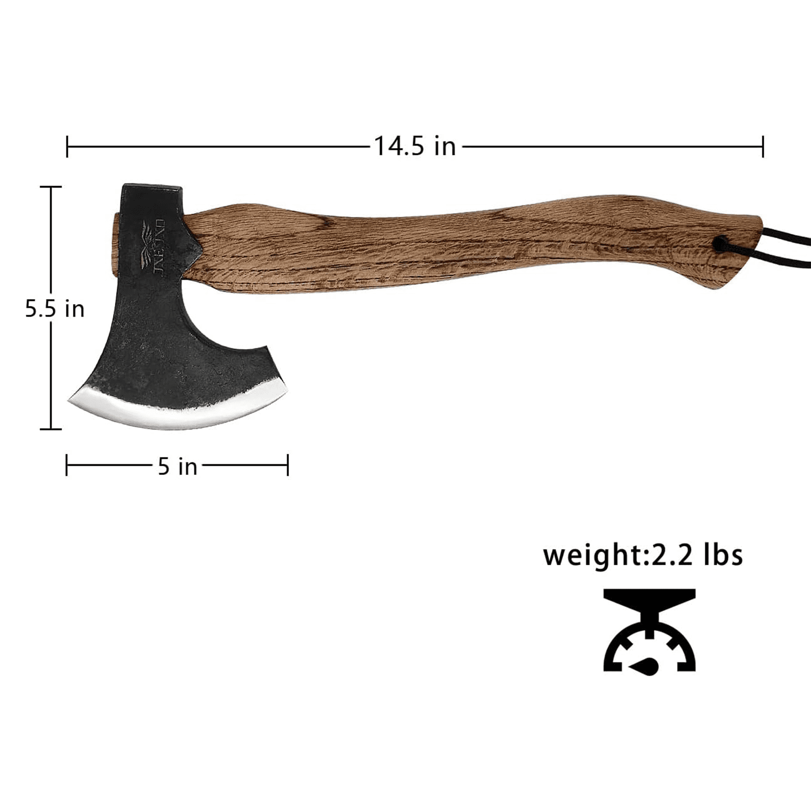 JXE JXO 14.5" Camping Hatchet with 1065 High Manganese Steel Head and Hickory Handle, Bushcraft Axe for Wood Chopping, Includes Leather Sheath