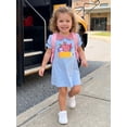 thumbnail image 3 of Toddler Baby Girl Back to School Outfit Puff Short Sleeve Doll Collar Dress Smocked Clothes, 3 of 9