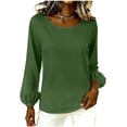 thumbnail image 4 of Tqcoqu Long Sleeve Shirts for Women 2026 Fashion Fall Ruffle Bubble Sleeve Casual Loose Blouses,Green Women's S-XXL, 4 of 5
