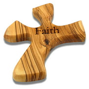 Hand-Carved Olive Wood Prayer Cross - Faith