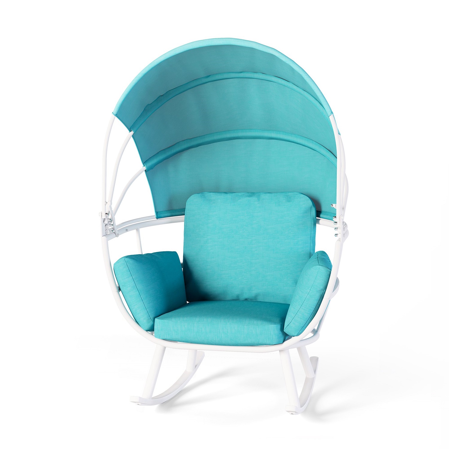 Pellebant Egg Chair Outdoor Aluminum Rocking Lounge with Folding Canopy