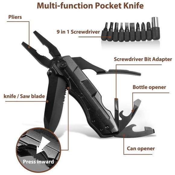 Pocket Knife, Multitool Folding Knife with Pliers 16 in 1 with Portable Credit Card Father's Day Gifts for Men Survival Camping Knife Perfect for Outdoor Camping Fishing Hunting Hiking