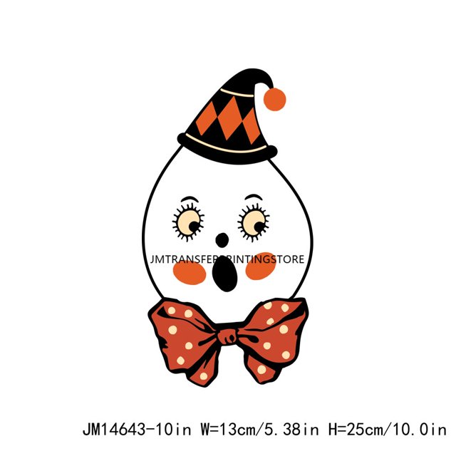 Calcomanías de impresión de cara sonriente de calabaza para Festival de Halloween, pegatinas de transferencia de calor DTF, listas para presionar para bolsas de ropa