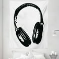 thumbnail image 1 of Music Tapestry, Grunge Headphones Realistic Illustration Vintage Effect Lifestyle Youth Fun, Fabric Wall Hanging Decor for Bedroom Living Room Dorm, 5 Sizes, Black Pale Grey, by Ambesonne, 1 of 1