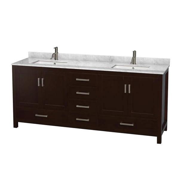 Wyndham Collection Sheffield 80" Metal & Wood Double Bathroom Vanity in Espresso