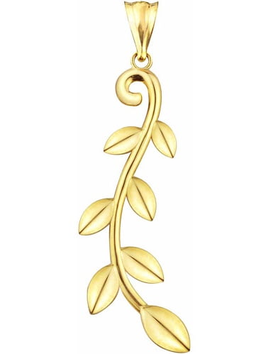 10kt Gold Multi-Leaf Design Charm Pendant