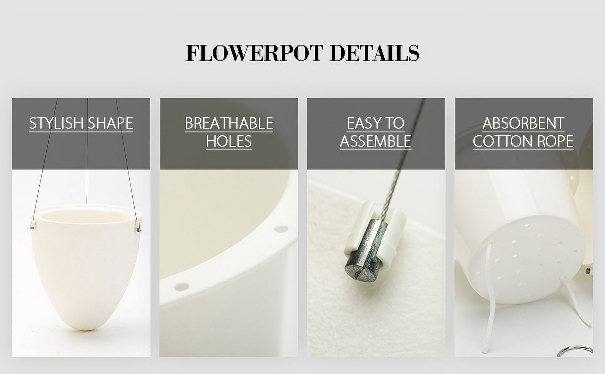 Self Watering Hanging Planter, Unique Eggshell Hanging Succulent Flower Pots Home Office Indoor Decorative Container, White