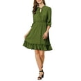 thumbnail image 3 of INSPIRE CHIC Women's Layered Ruffle Hem 3/4 Sleeves Smocked Chiffon A-Line Dress, 3 of 8