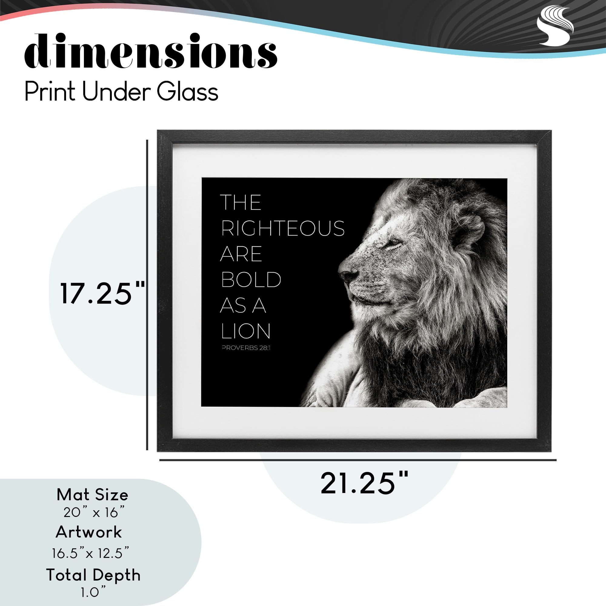 Stupell Industries The Righteous Bold As A Lion Black Framed Print Under Glass, design by Shelley Lake