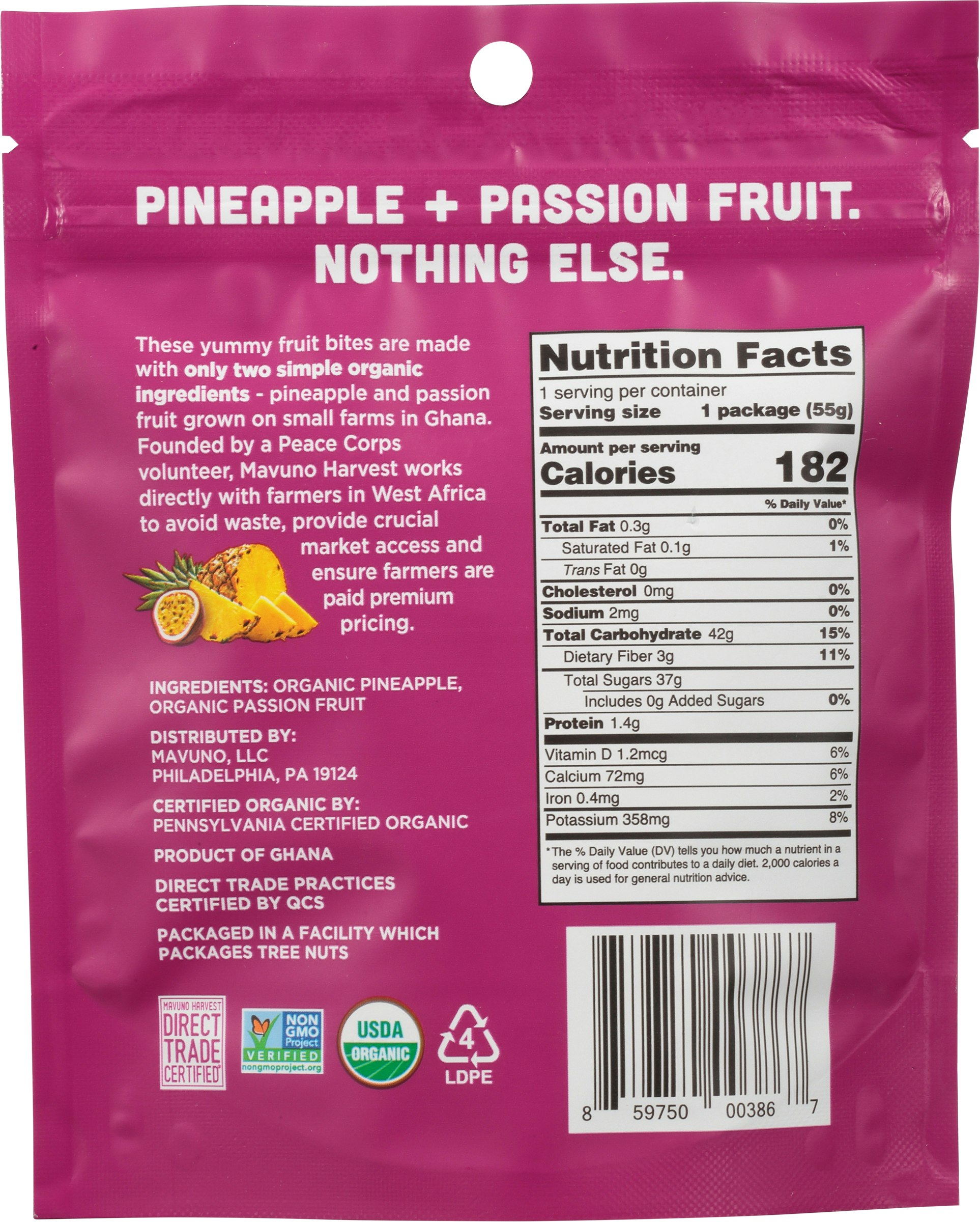Mavuno Harvest Fruit Bites Pineapple Passion Fruit 1.94 oz (Pack Of 16)