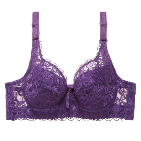 

Gaiseeis Women Lace Lingerie Wire Bra Sexy Underwear Gathered Bra Purple 105B