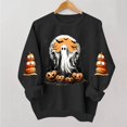 thumbnail image 2 of Jsaierl Halloween Sweatshirts Women Spooky Ghost Graphic Pullovers Fall Work Crewneck Long Sleeve Sweater Tops Halloween Party Supplies, Sizes S-2XL, 2 of 6