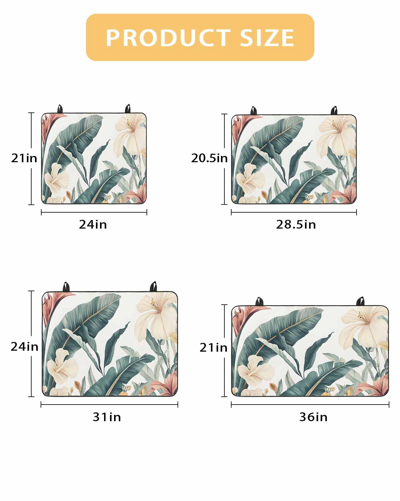 nqOlkjepod Large Induction Cooktop Protector Mat 36"x21", Tropical Leaves Floral Stove Top Covers for Electric Stove, Vintage Watercolor Flowers Stove Burner Cover Mats, Glass Top Stove Cover