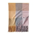 thumbnail image 2 of Prolriy Scarf for Women Autumn and Winter Colorful Plaid Shawl Thickening Warm Fringe Scarf Womens Scarf A, 2 of 8
