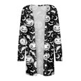 thumbnail image 4 of WTOBBY Women's Halloween Print Mid-Length Cardigan Jacket Casual Fashion Comfortable Open Front Long Sleeve Cover Up With Pockets Fall Outerwear,Black L, 4 of 8