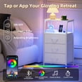 thumbnail image 4 of Eunos Small Nightstand with Charging Station and LED for Bedroom, 3 White Drawer Dresser with Storage Shelfs, 4 of 8