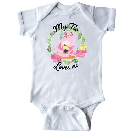 

Inktastic Baby Flamingo My Tio Loves Me with Flower Wreath Gift Baby Boy or Baby Girl Bodysuit