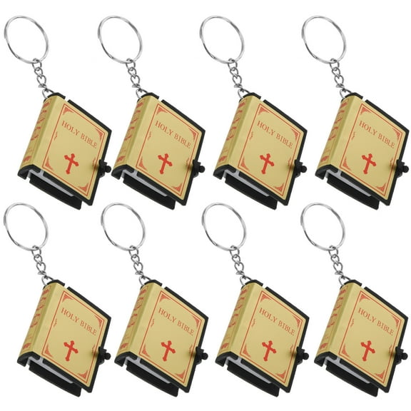 OUNONA Mini Bible Keychain with Golden Color Perfect for Hanging Keys and Adding to Bags or Backpacks 8pcs