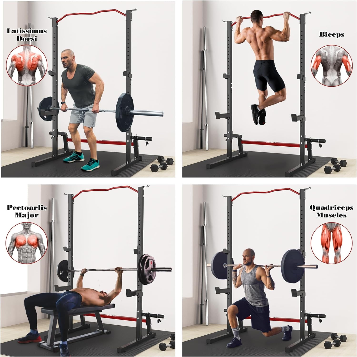 JX FITNESS Squat Rack Machine,Barbell Rack,Folding Weight and Bench Press Rack Stand,Maximum Weight 260Lbs