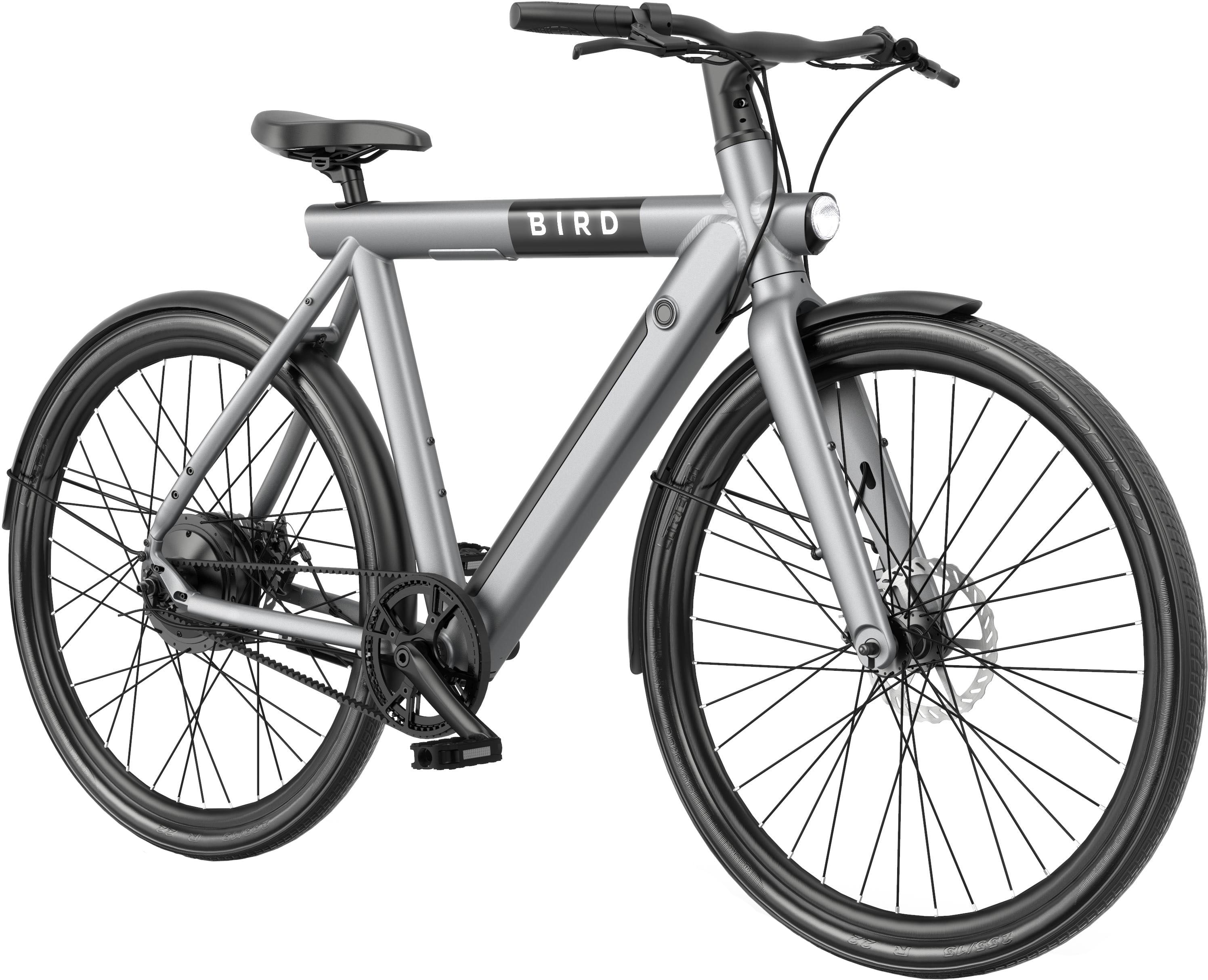 Bird A-Frame eBike | 500 Watt, App Control, LCD Dash Display | Alloy Frame, Belt Drive, Removable Battery, 28” Kenda Wheels, Integrated Lights | 50 Mile Range, 20 MPH Max Speed | Gravity Gray