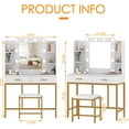 thumbnail image 2 of Vanity Set with Mirrors, Elegant Makeup Bedroom Vanity Table with Lights for Women Girls (White Vanity), 2 of 8